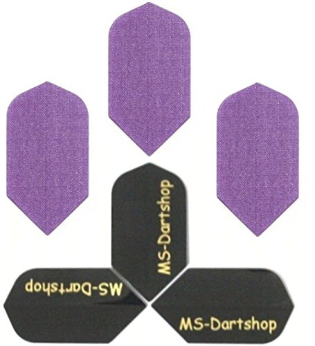 MS-DARTSHOP Dart-Flights Nylon Slim, 3 Sätze = 9 Stück, incl. 1 Satz Flights (Lila)