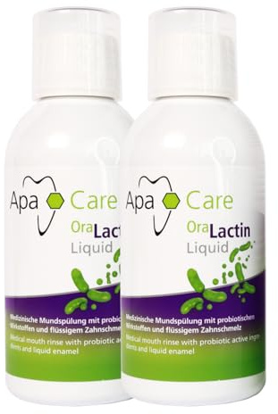 ApaCare OraLactin Liquid - 2x200 ml medizinische, alkoholfreie Mundspülung mit Hydroxylapatit (flüssigem Zahnschmelz) & Präbiotika, hilft gegen Mundgeruch, schützt vor Karies und Parodontitis