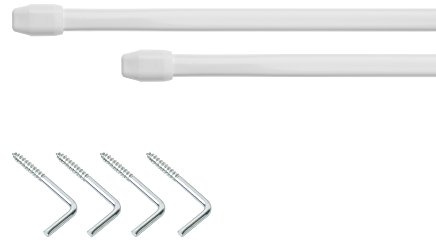 Lichtblick Vitragestange 11 mm, ausziehbar - Weiß, 2 Stück, schnelle und einfache Aufhängung von Scheibengardinen 80-140 cm