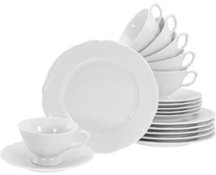 CreaTable, Maria Theresia, 18-teiliges Kaffeeservice aus Porzellan | Geschirrset, spülmaschinen- und mikrowellengeeignet, Made in Europe, 16136