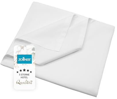 ZOLLNER Linon Bettlaken oder Bettdecke für den Sommer - aus Reiner Baumwolle - 290x300 cm weiß - ohne Gummizug - Hotelqualität
