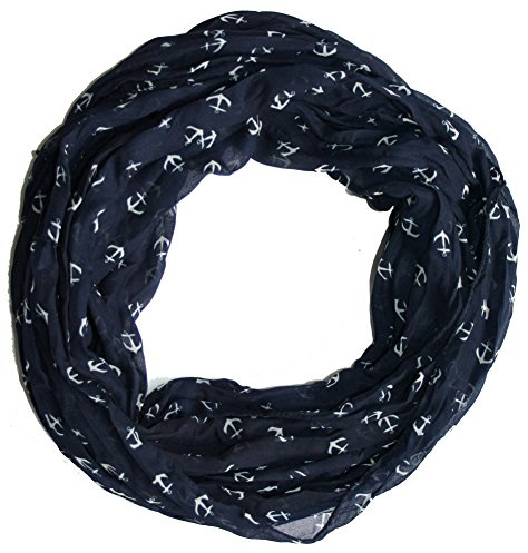 Damen Anker Marine Seide Loop Schal