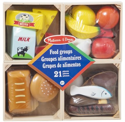 Melissa & Doug - Lebensmittelset aus Holz für die Kinderküche,, 21-teiliges Spielküchen- und Kaufladen-Zubehör, Für Kinder ab 2 Jahren