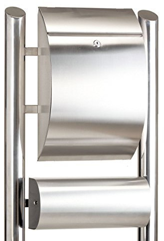 Zelsius Edelstahl Doppelrohr Standbriefkasten abschließbar | 48 x 138 cm, Silber | mit Zeitungsrolle, mit Schloss, mit Ständer | Standbriefkästen freistehend, Briefkasten mit Standfuß, Postkasten