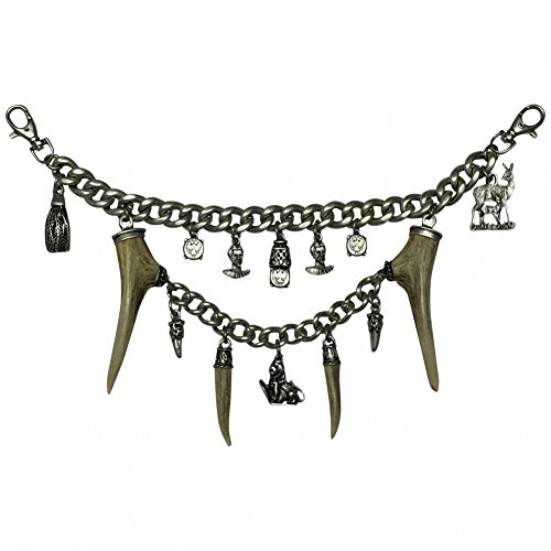 Charivari echt versilbert Kette zweireihig Tracht Hirschhorn Hirsch Reh Horn Trachtenkette für Lederhose hochwertige Qualität Unikat Herren Damen Handarbeit Made in Austria