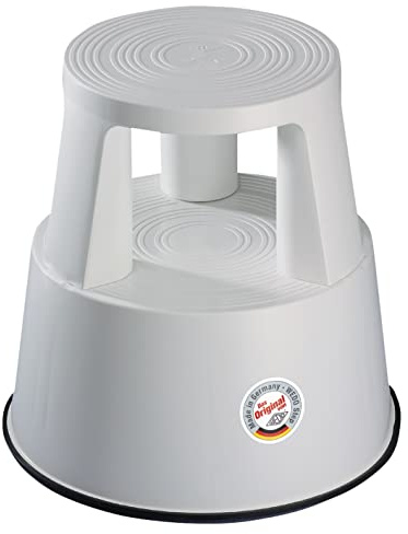 WEDO Rollhocker STEP aus bruchfestem Kunststoff - rollbarer Elefantenfuß Tritthocker, TÜV GS-geprüft, Made in Germany, rutschfest - Höhe ca. 43 cm, Tragkraft 150 kg, Farbe Lichtgrau