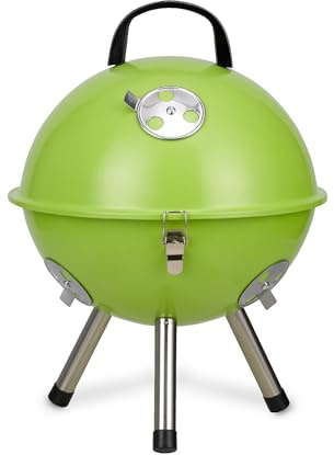 tepro Mini-Holzkohlegrill (Kugelgrill) Crystal, kompakt und tragbar, ca. Ø 29 cm Grillfläche, obere Kugelhälfte mit handlichem Griff, 3 Belüftungsregler, Maße ca. 32 x 32 x 42 cm, Apfelgrün