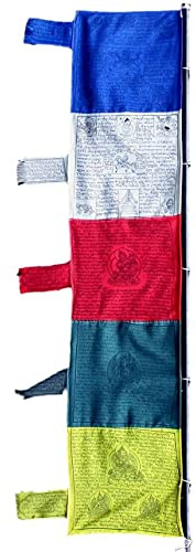 BUDDHAFIGUREN/Billy Held Buddhistische Gebetsfahnen - Gebetsstandarte 2 m - 5 Blatt hoch, breit 40 cm, Buddha Dekoration