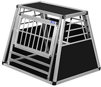ALPUNA Transportbox N36 – Aluminium Hundebox 70×86×68 cm – Auto Hundebox mit Notausstieg, sicherer Hundetransport im Kofferraum