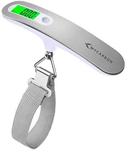 MYCARBON Digitale Kofferwaage Gepäckwaage Analog für Reisekoffer Küche Angeln 50KG / 110 lb Hängewaage Digitalwaage Fischwaage (Silber3)