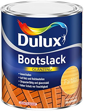 Dulux Bootslack Glänzend– Der effektive Feuchtigkeitsschutz für Holz und Holzbauteile - Farblos, 375 ml