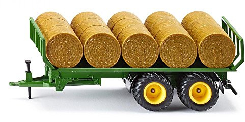 Siku 2891, Rundballenanhänger, 1:32, Metall/Kunststoff, Grün, Inkl. 15 Rundballen, Kompatibel Standard-Heckkupplung