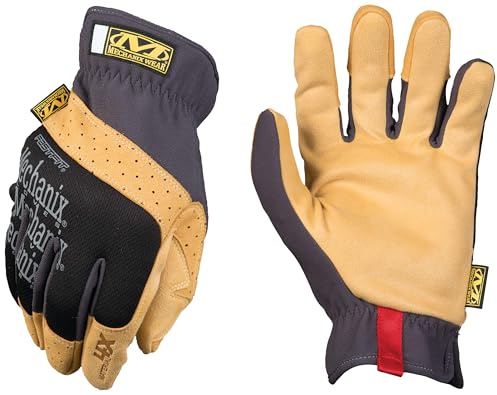 Mechanix Wear - Material4X FastFit Handschuhe (Medium, Schwarz/Braun) | Abriebfeste Material4X-Handfläche, belüfteter perforierter Handrücken; atmungsaktives TrekDry, elastische Stretchstulpe