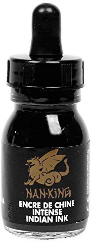 Lefranc Bourgeois 059074 Nan King Kalligrafie - und Zeichentusche, pigmentierte Tusche, hohe Farbbrillanz, Leuchtkraft für feinste Zeichnungen, Kalligrafie & Skizzen, 30ml Flasche - Schwarz