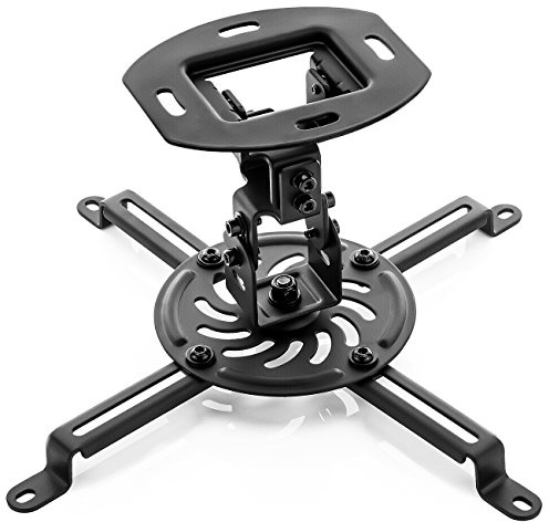 deleyCON Universal Beamer Projektor Deckenhalterung 13,5Kg 360° - Schwarz | ±15° neigbar, 360° schwenkbar, bis 13,5Kg belastbar, mit Kabelführung