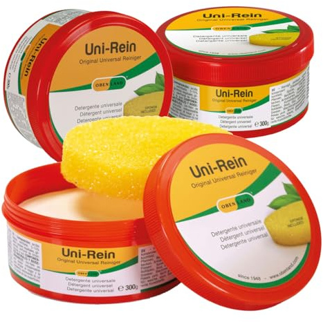 Obenland Uni-Rein öko Putzstein mit Schwämmen Vielseitiger Universalreiniger für, Küche, Bad, WC, Armaturen Fenster, Sneaker, Ceranfeld, 3x300 g
