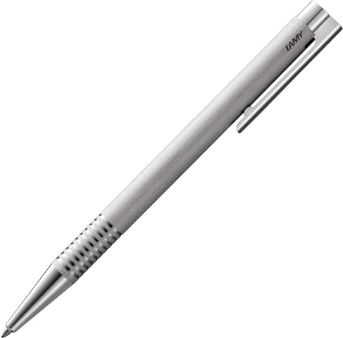 Lamy logo brushed Kugelschreiber in Strichbreite M | Lamy Kugelschreiber in einem eleganten & robusten Gehäuse aus Edelstahl – inkl. Großraummine M 16 in schwarz