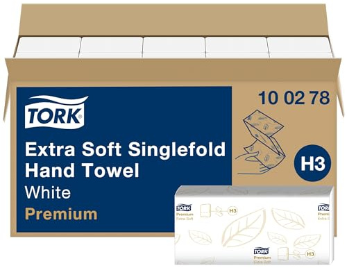 Tork Zickzack-Papierhandtücher Premium, Papier, 2-lagig, extra weich, kompatibel mit H3-Spender, FSC-Zertifiziert, 15 x 200 Tücher (3.000 Blatt), weiß, 23 x 22,6 cm (100278)