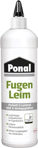 Ponal Parkett & Laminat Fugenleim, transparenter Kleber für Bodenbeläge, wasserfester Fugen Klebstoff, alterungsbeständiger Weißleim als Aufquellschutz, 1 x 1 kg Flasche