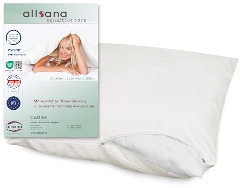 Allsana Allergiker Kissenbezug 80x80 cm | Allergie Bettwäsche | Anti Milben Encasing | Milbenschutz für Hausstauballergiker | allergendichter Zwischenbezug für das Kopfkissen | Hohenstein zertifiziert