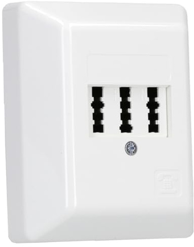 Rutenbeck Aufputz TAE-Anschlussdose/Telefondose NFN für 1x Telefon + 2x Nebenstellen (Fax, AB, Modem) 3x6 polig 6 Schraubkontakte reinweiß 10210109