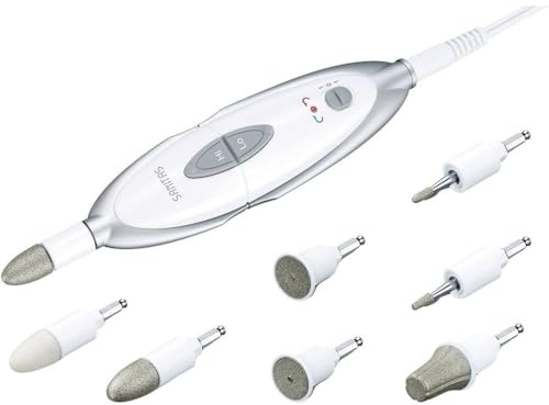 Sanitas SMA 35 elektrisches Maniküre-/ Pediküre-Set, mit 7 Nagelpflege-Aufsätzen, weiß/silber