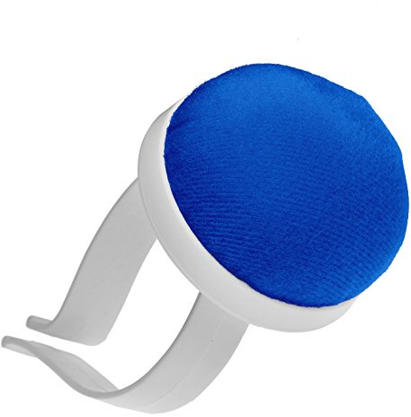 Faden & Nadel Arm Nadelkissen für das Handgelenk, Farbe: blau, Nadelkissen mit Armspange aus Kunststoff