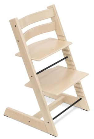 Stokke Tripp Trapp® Stuhl, Buchenholz Natur – verstellbar, ergonomisch | Zeitloser Kinderstuhl aus Holz, mitwachsend, ikonisches Design mit höhenverstellbarer Sitz- und Fußplatte. Bis 136 kg.