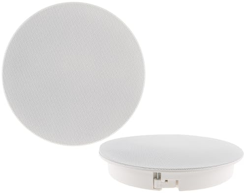 ChiliTec Einbaulautsprecher 34mm Flacher Lautsprecher für Decke Wand 2-Wege 120Watt Rund Ø 255mm Flat-Speaker Weiß