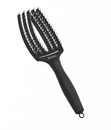 Olivia Garden Fingerbrush Wildschwein & Nylon Detangler-Bürste, Schwarz, M