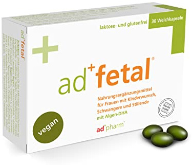 adfetal - Schwangerschaftsvitamine - Optimale Unterstützung von Kinderwunsch bis Stillzeit mit DHA, Vitamin D, Jod & Folsäure - Vegan & Allergenfrei