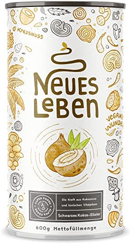 Neues Leben - nährstoffdichter Shake mit Aktivkohle, Matcha, Aloe Vera, Chaga, Shiitake, Reishi - 600 Gramm Pulver
