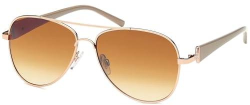 styleBREAKER Sonnenbrille Damen Pilot Strass | UV400 Verlaufstönung, 130mm Breite für schmale Gesichter, leichtes Metallgestell, verstellbare Nasenpads, inkl. Etui-Set.