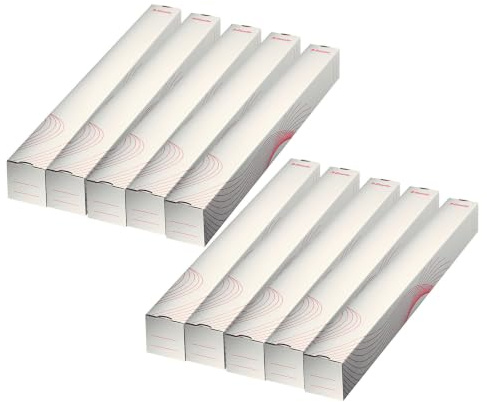 Esselte Standard Versandhülse 750 mm, Eckige Wellpappe, Für den Versand, die Archivierung oder den Transport von gerollten Postern und Plänen, Versandkarton, 10 Stück, Weiß/Rot 20957