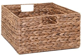 VIVANNO Flechtkorb Regalkorb Aufbewahrungskorb Wasserhyazinthe natur "Lanta" - 19 x 41 x 34 cm
