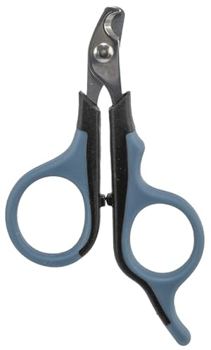 TRIXIE Krallenschere für kleine Hunde, Katzen, Kleintiere und Vögel - Edelstahl - gummierter Griff - 8 cm - schwarz/blau - 2373
