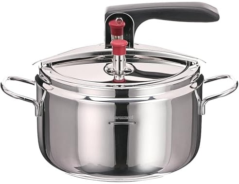 Barazzoni Schnellkochtopf Modell Basic, ø22 cm, Fassungsvermögen 5 l, Induktion, Made in Italy, Edelstahl 18/10, Silber, 22 cm