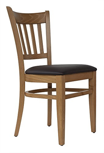 abritus 2er-Set Stühle Buche massiv Honig-Eiche – Polsterstuhl mit braunem Kunstleder | Esszimmerstuhl fertig montiert |150 kg belastbar | ergonomisch & gastronomiegeeignet T002*