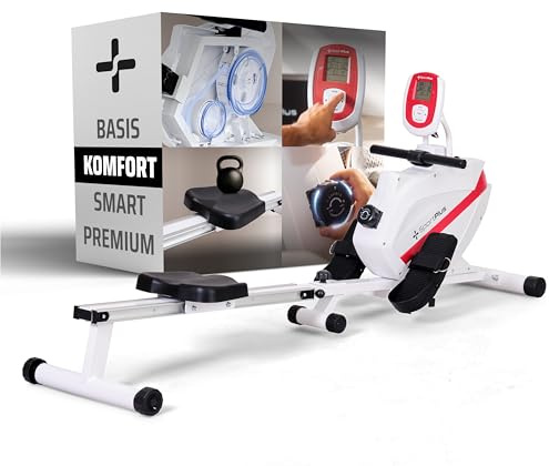 SportPlus Rudergerät für zuhause klappbar - Designed IN Germany - Für Einsteiger & Fortgeschrittene - Rudermaschine Magnetwiederstand Extra Leise, klappbar & platzsparend bis 150kg