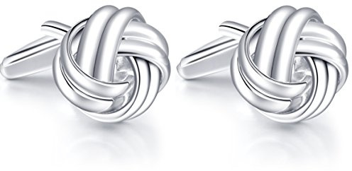 HONEY BEAR Herren Manschettenknöpfe Hochzeit Lieben Knoten Cufflinks (Shinny Silber)