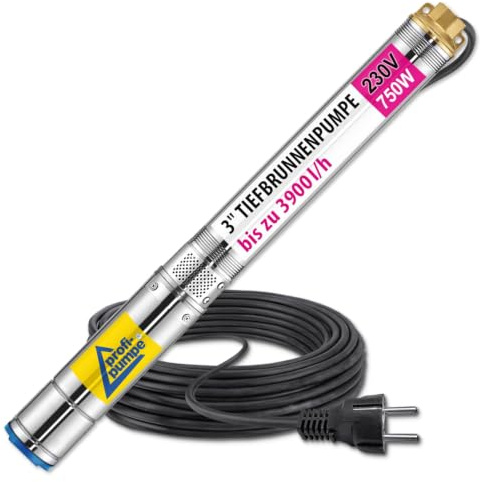 3″ 750W Tiefbrunnenpumpe 230V 8,1bar Brunnenpumpe Rohrpumpe Edelstahl | inkl. Schaltbox