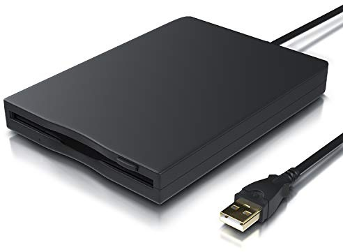 CSL - Externes USB Diskettenlaufwerk FDD 1,44MB 3,5 Zoll - PC - Slimline Floppy Disk Drive Extern - Portable - Plug and Play - schwarz - Windows 11 fähig
