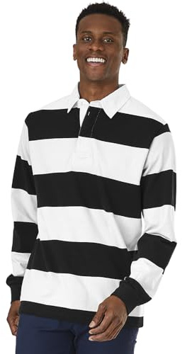 Charles River Apparel Herren Klassisches Rugby-Shirt Hemd, schwarz/weiß, L