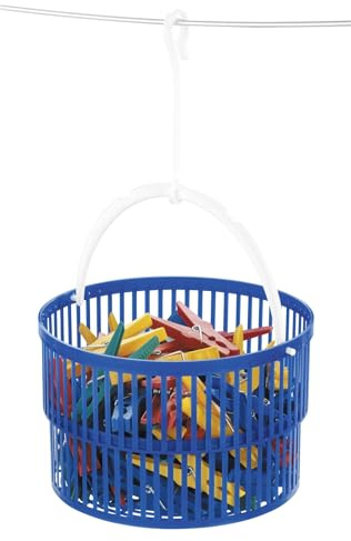 WENKO Wäscheklammer-Korb Set inkl. 30 Wäscheklammern - inkl. 30 Wäscheklammern, Polypropylen, 19 x 9 x 19 cm, Blau