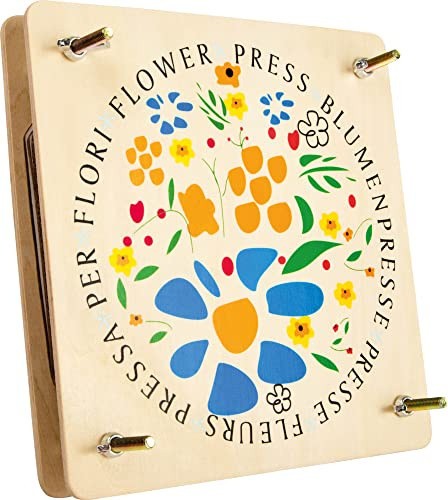 Small Foot Blumenpresse aus Holz, leicht bedienbare Presse zum Trocknen von Blättern und Blumen, ab 3 Jahren, 8172, Braun