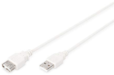 DIGITUS USB 2.0 Verlängerungskabel – 1,8 m – USB A (Stecker) zu Typ A (Buchse) – 480 Mbps – für Drucker, Kartenleser, Tastatur, Kamera, Hubs – Beige