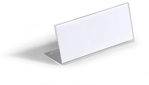 Durable Tischnamensschild L-Aufsteller (Tischnamensschilder aus Acryl, 61 x 150 mm) 10 Stück, transparent, 805419