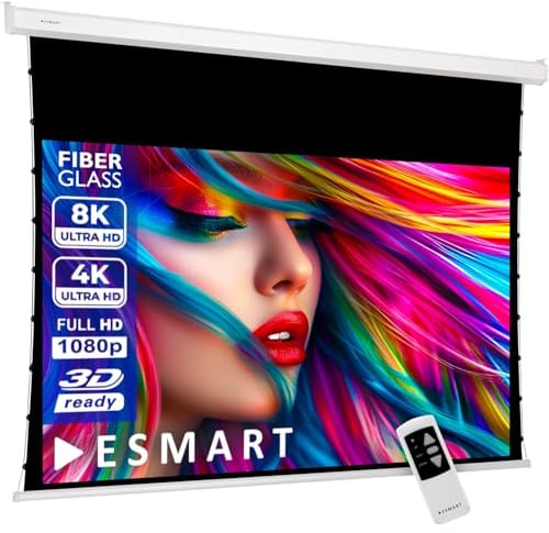 ESMART Professional TATENSO Tension-Leinwand 335 cm Bild 295 x 165 cm (133) 16:9 | Programmierbare Fernbedienung | Heimkino elektrische Beamer Projektionsleinwand Motor LCD LED