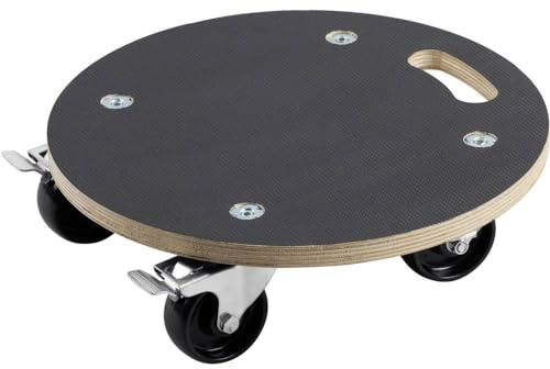 Metafranc Pflanzenroller Ø 380 mm - 200 kg Tragkraft - Siebdruckplatte - PA-Räder - Feststeller - Wasserabweisend/Möbelroller/Untersetzer mit Rollen/Transporthilfe für Pflanzen / 822040