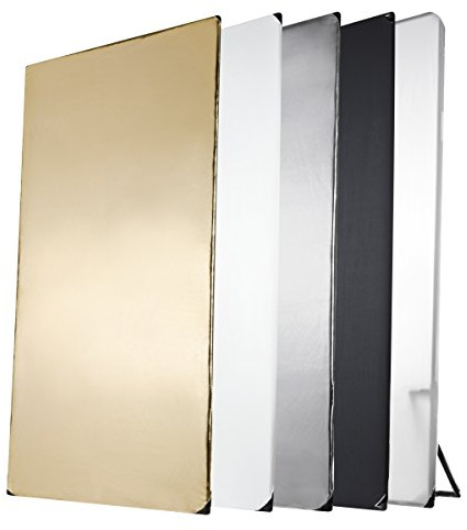 Walimex Pro 5-in-1 Reflektorpanel 100 x 200 cm, Reflektor Fotografie mit 5 Lichtcharakteristiken schwarz, weiß, Gold-, silberfarben, Durchlicht, Lichtreflektor und Diffusor, ideal für Fotostudio